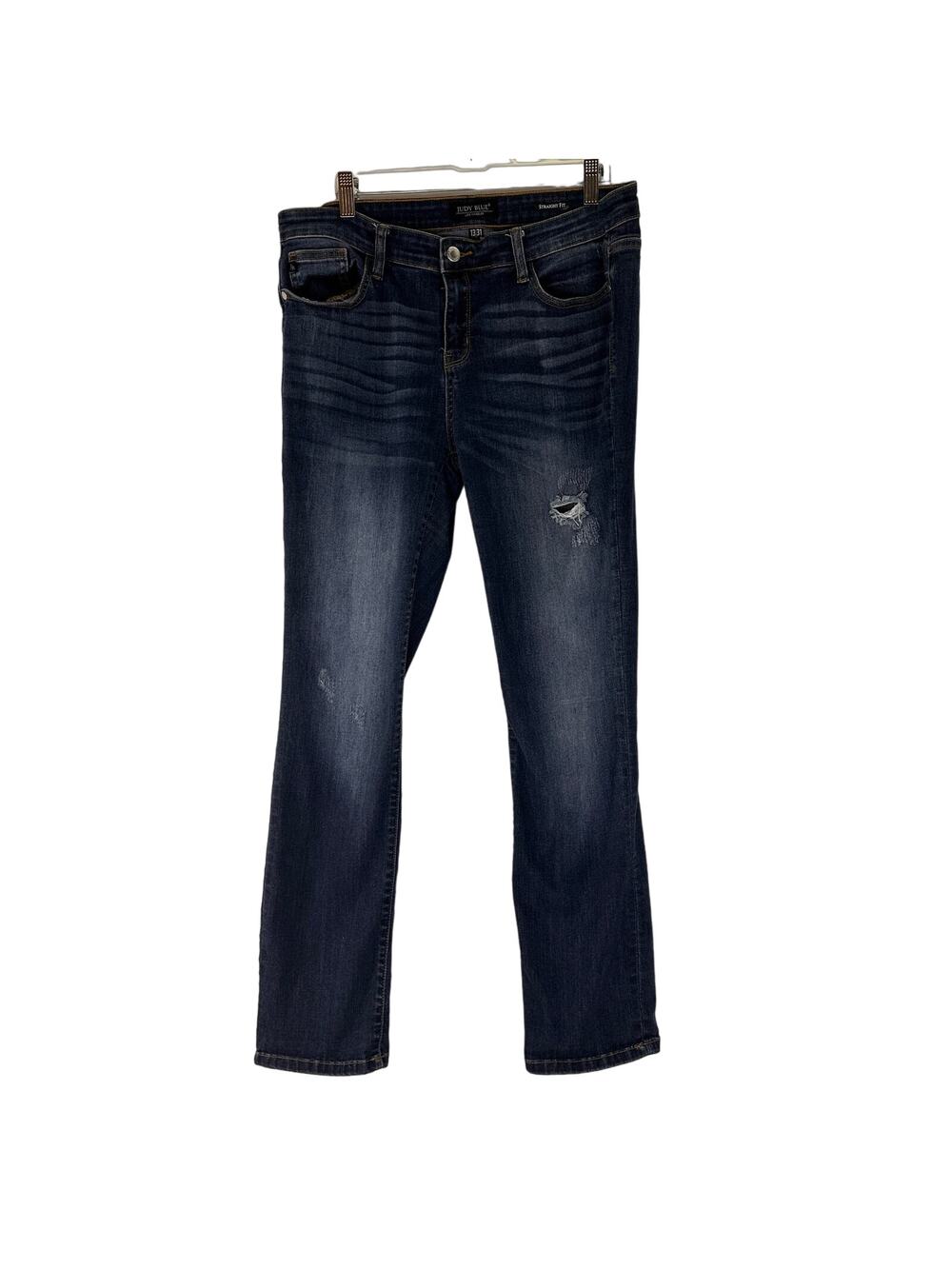 Judy Blue Joshua Straight Mid rise Distressed Stretch Jeans Size 13 / 31